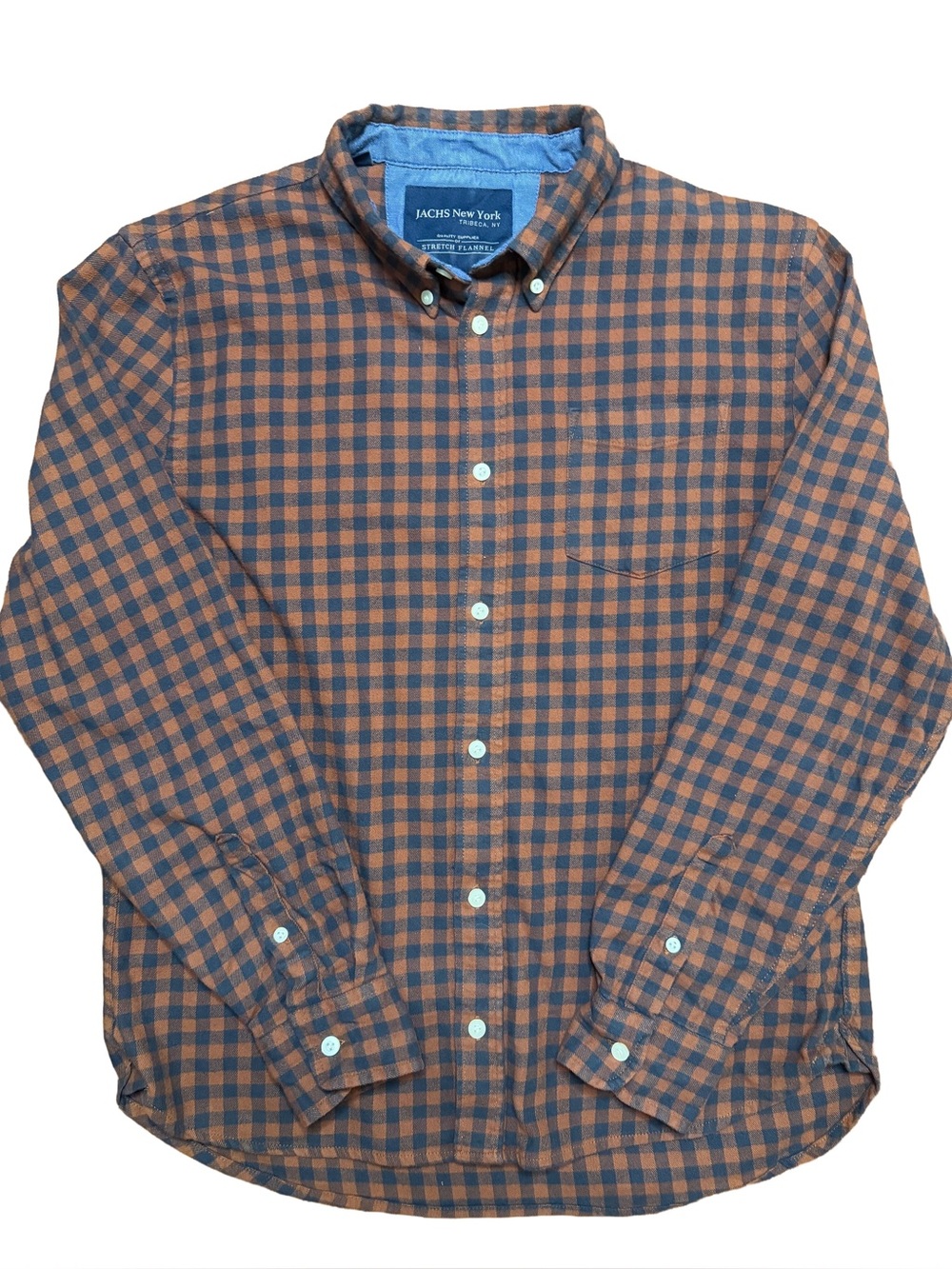 Jachs New York - Orange and Navy Gingham Button-Down Long Sleeve Shirt
